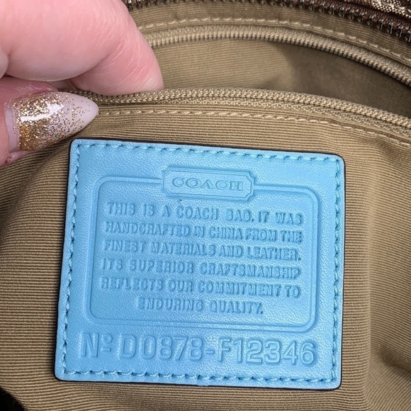 Coach Gallery Signature Jacquard, Tan Patent Satchel Shoulder Bag #D0878-F12346 - Picture 9 of 9